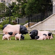 花园超市动物假猪装饰玻璃钢仿真小猪雕塑摆件树脂两头乌黑猪模型