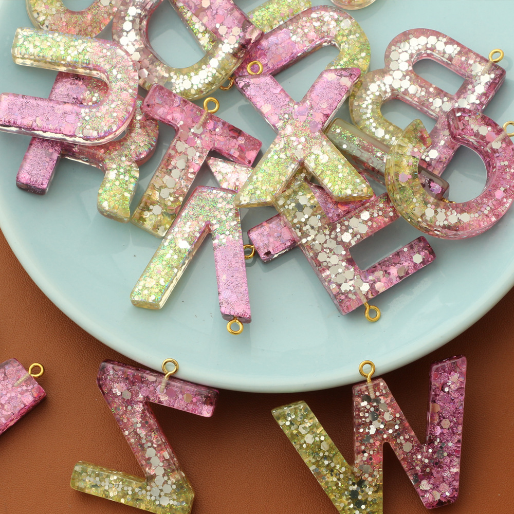 Daily Occasion Resin Material Simple Style Letter Tassel Butterfly Resin Epoxy Women's Bag Pendant Keychain