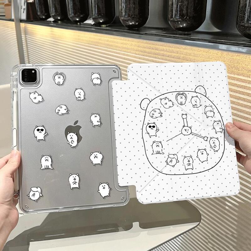 Clock and Bear-Themed Protective Case for iPad Air 8/7/6, A16 Tablet 10Th/11Th Generation Pro 11inch Mini7
