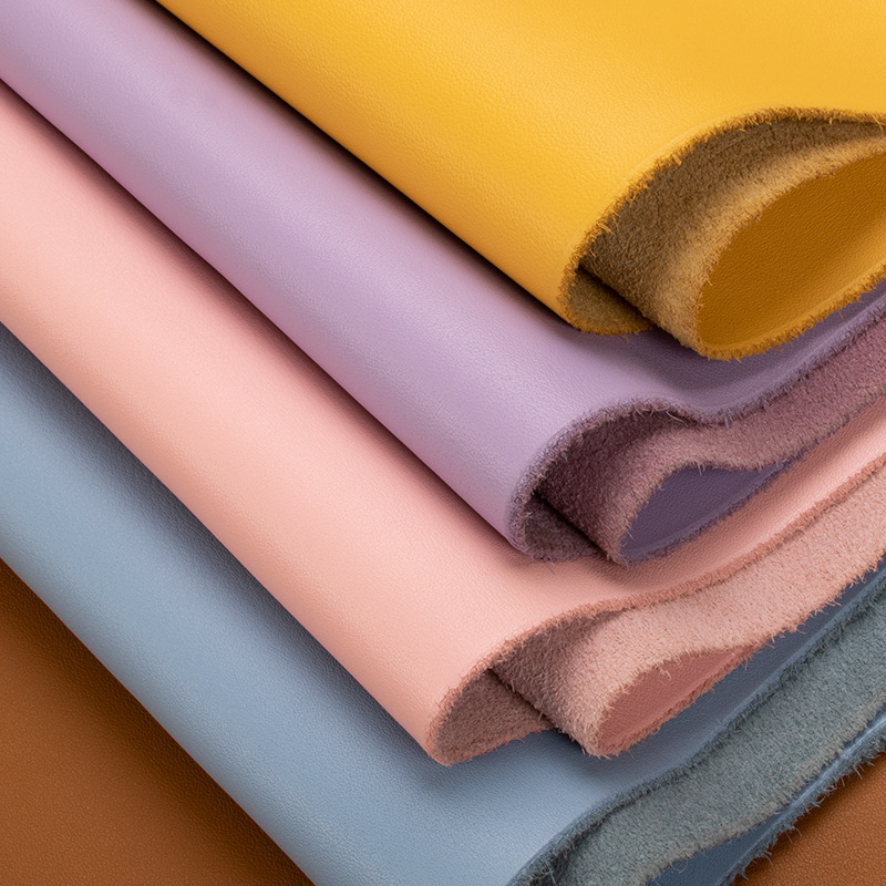 全粒面头层牛皮自然摔纳帕纹彩色真皮革箱包手袋保护壳套表带皮料