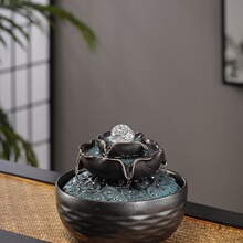 八方来财风水轮流水摆件循环水景喷泉办公桌面小型风水球流水生财
