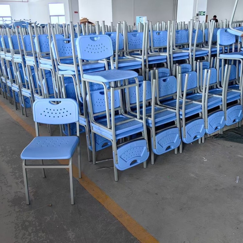 跨境供应办公培训椅简约塑胶蓝色展会接待会议椅学生金属脚培训椅|undefined