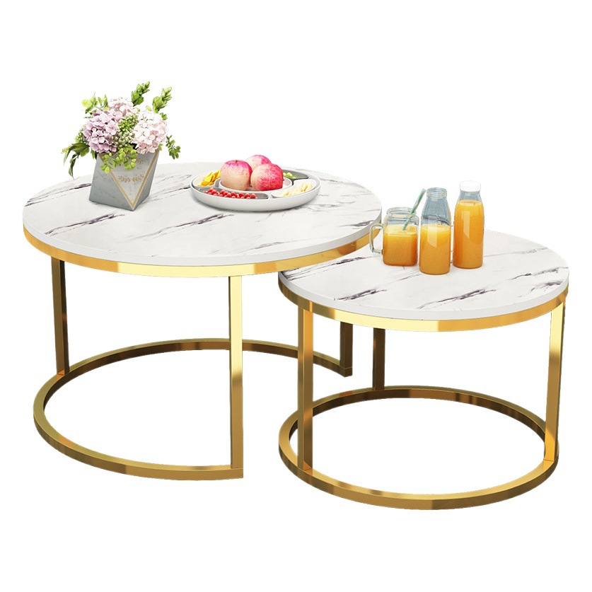 Mesa redonda de té de estilo retro europeo y americano Mesa de té de hierro Mesa de té retráctil para el hogar Placa de combinación Mesa de té