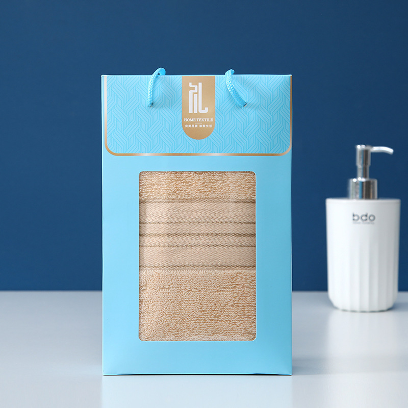Factory Wholesale Cotton Towels, Pure Cotton Thick Towels with Gold Thread, Gift Box Set, Custom-Made Face Towels, Absorbent Gift Towels