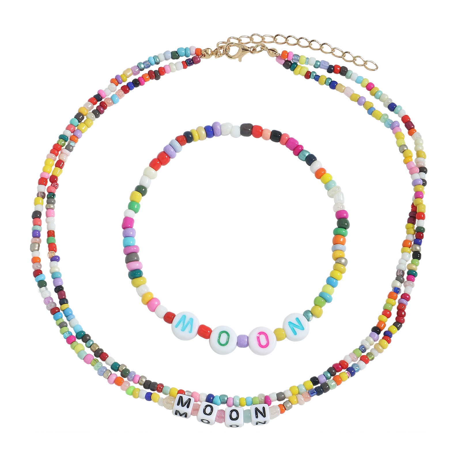 Wholesale Jewelry Letters Colorful Bead Necklace Bracelet Set Nihaojewelry display picture 2