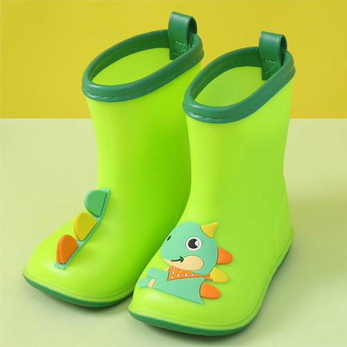 New children's rain boots Cartoon AB version dinosaur baby rain boots Boys and girls cotton water shoes Kindergarten children's shoes