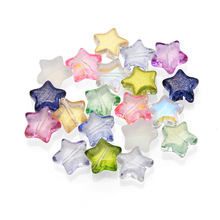 10mm中孔星空挂坠双色渐变五角星洒金diy饰品配件玻璃散珠手链制