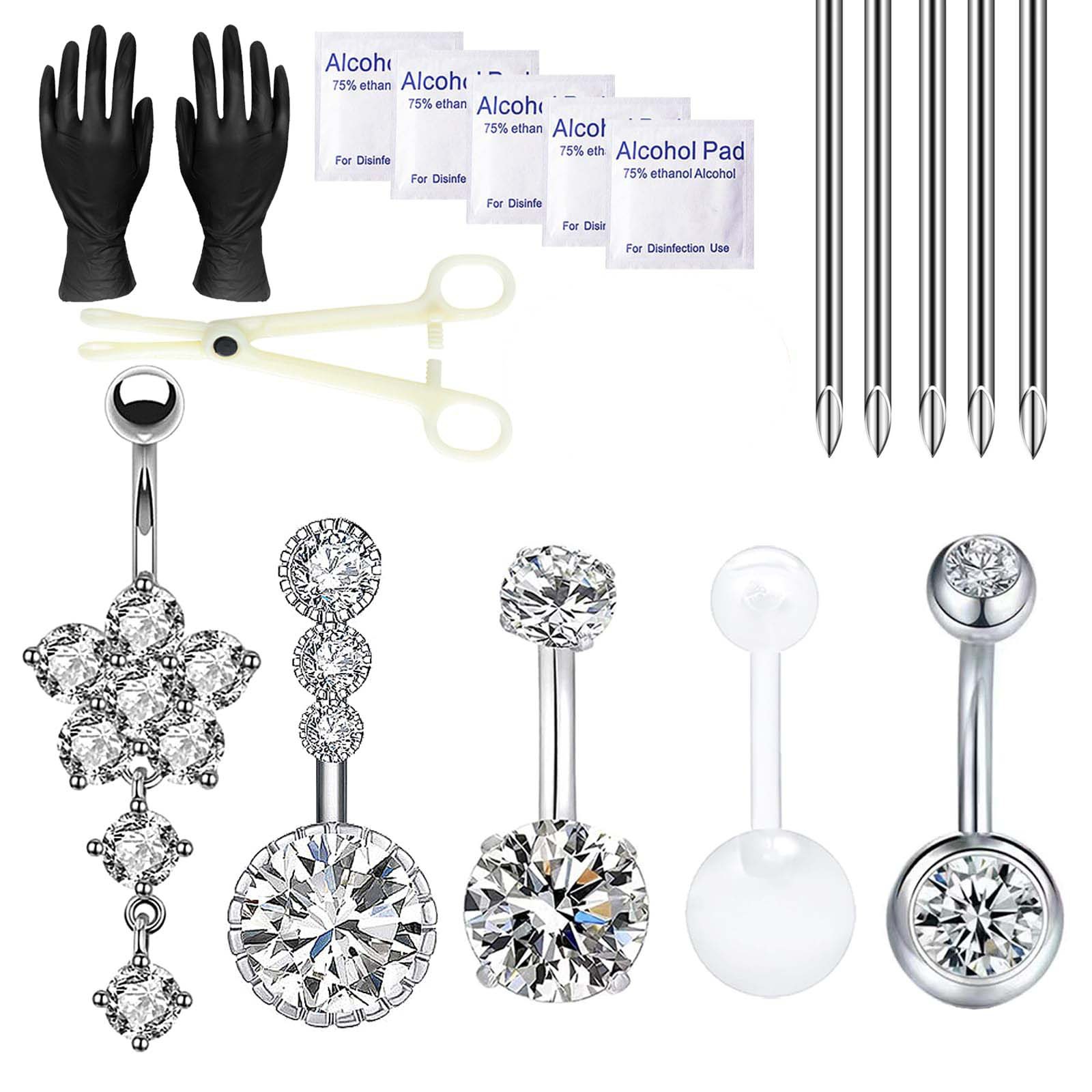 Kit de piercing nombril en acier inoxydable avec outils_voghion.com