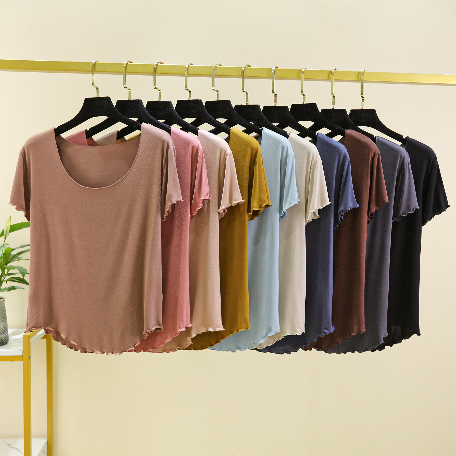 Modal Short-Sleeve T-Shirt for Women, Thin Base Layer, Loose Fit, Plus Size, Slimming, Round Neck Top, Versatile