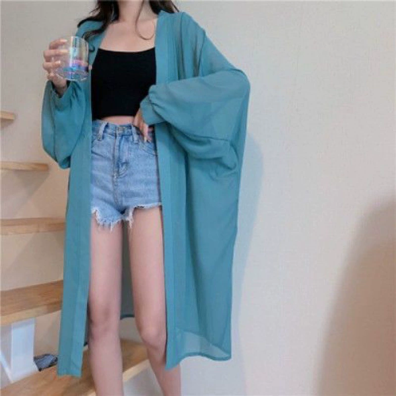 Shirt, cloak, long cardigan, (Physicals), sun protection, internet celebrity, western style, bright catchy style, mid-length