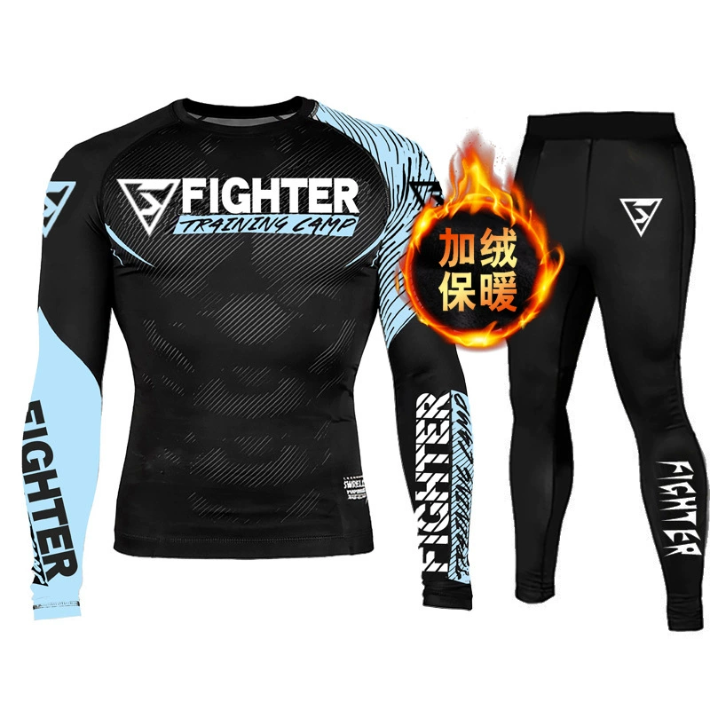 Бархатные осенне-зимние баскетбольные беговые колготки для бокса, костюм с длинными рукавами Sanda Fighting, дышащая быстросохнущая тренировочная одежда для мужчин и женщин
