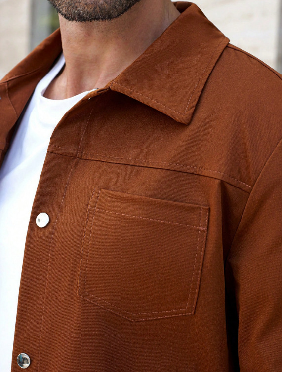 Giacca a camicia da uomo casual a maniche lunghe con colletto_voghion.com