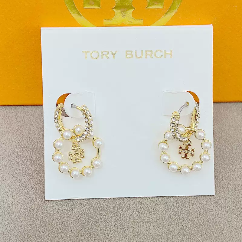 New Fashionable Simple Pearl Inlaid Rhinestone Earrings, Niche Design, Light Luxury TB Elegant Earrings for Women