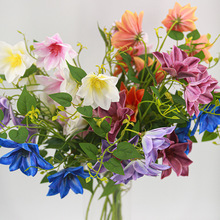 仿真花手感铁线莲家居婚礼婚庆花艺插花花束拍照道具成品装饰软装