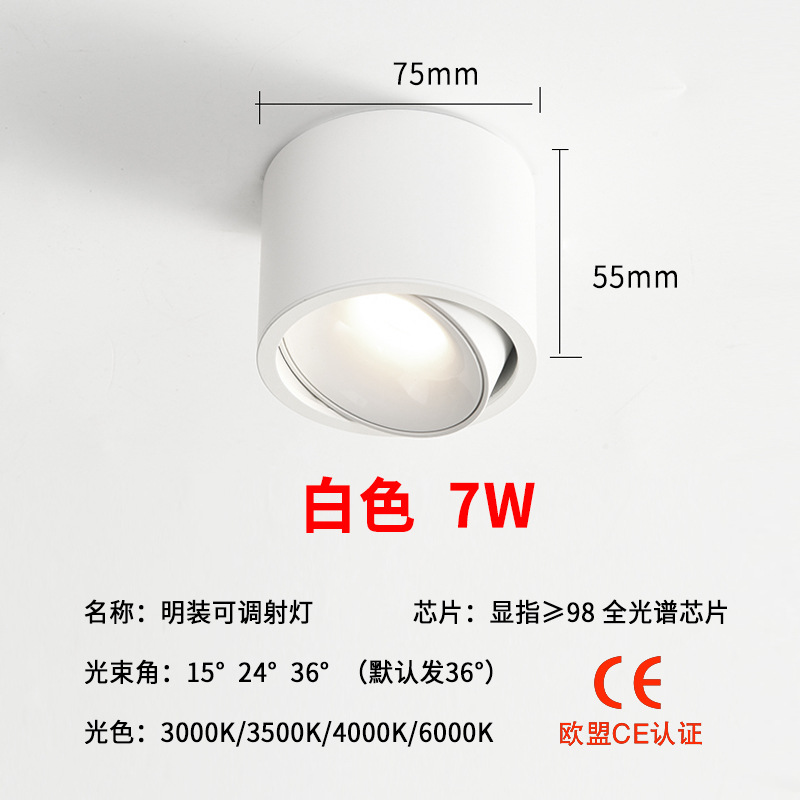 Foco de montaje abierto Ajustable ultrafino LED antideslumbrante hogar sala de estar dormitorio pasillo sin orificios foco de montaje abierto