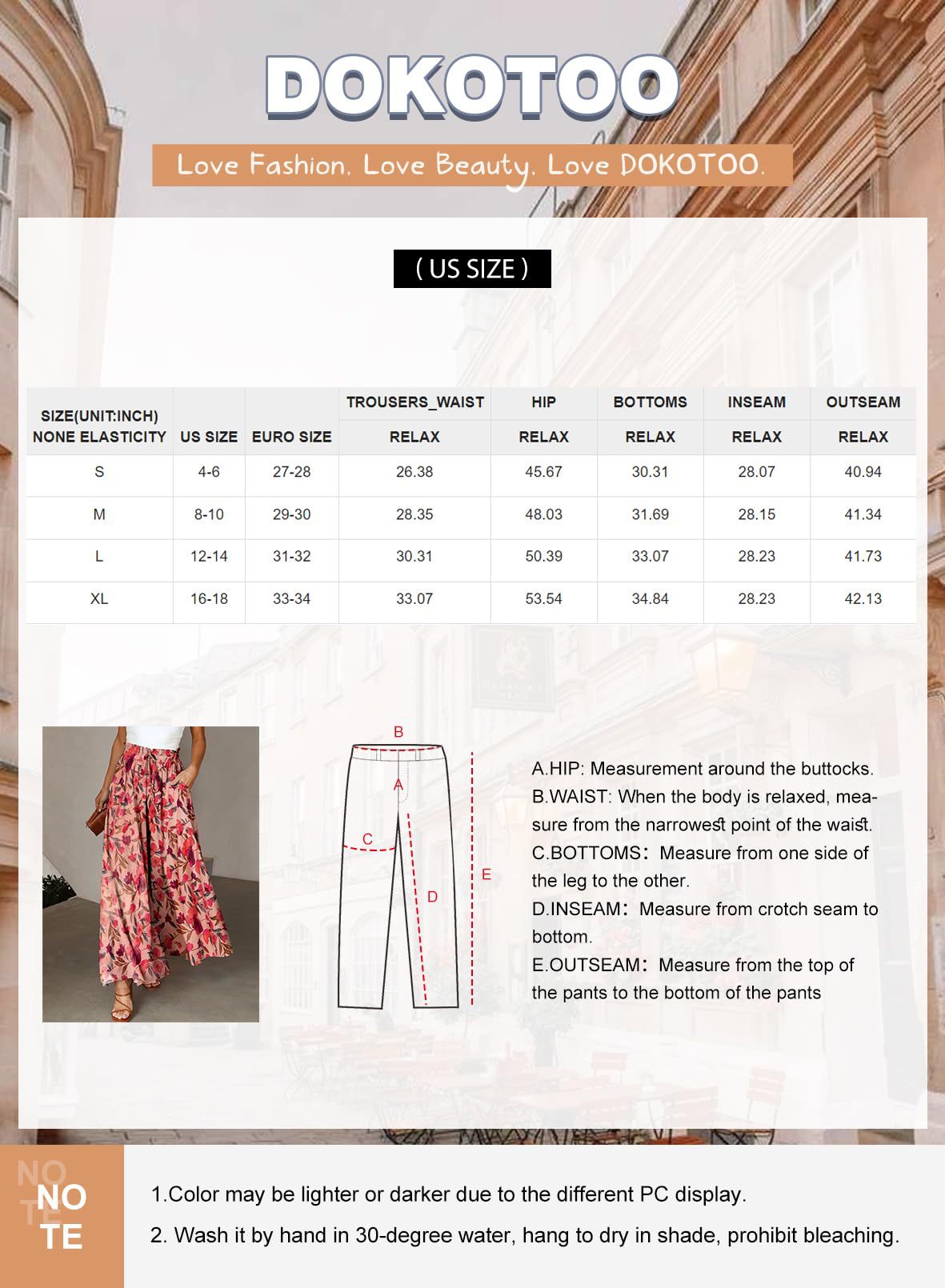 354g Weight Full Length Pants Length Spandex, Polyester Fabric Type High Waist Waist Line Casual Pants Pants Type Holiday, Daily Occasion Loose Fit Type Flower Pattern Summer Season Women's Gender Casual Style Women's Holiday Daily Casual Flower Full Length Casual Pants 无