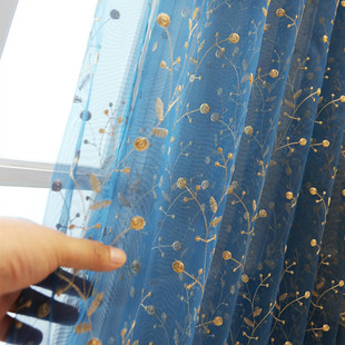Curtains, Balcony Window Screens, Bay Window Partitions, Embroidered Gauze Curtains, Blackout Pastoral Internet Celebrity Window Screens, Bedroom Manufacturers Wholesale