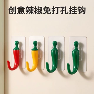 创意免打孔辣椒挂钩ABS强力无痕粘钩厨房浴室门后钥匙收纳 小挂钩