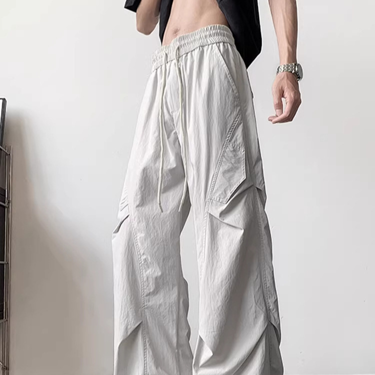 Men's Summer New American-Style Light Gray Work Pants, Lightweight Quick-Dry Pants, Slightly Flared Diagonal Cut Pants Men's Summer New American-Style Light Gray Work Pants, Lightweight Quick-Dry Pants, Slightly Flared Diagonal Cut Pants
