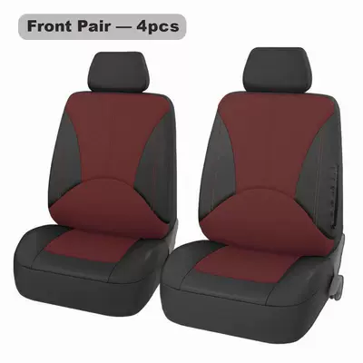 Seat cushion, seat cover, 9-Piece Set Pu Leather Car - black-spell-wine-red-4-piece-set