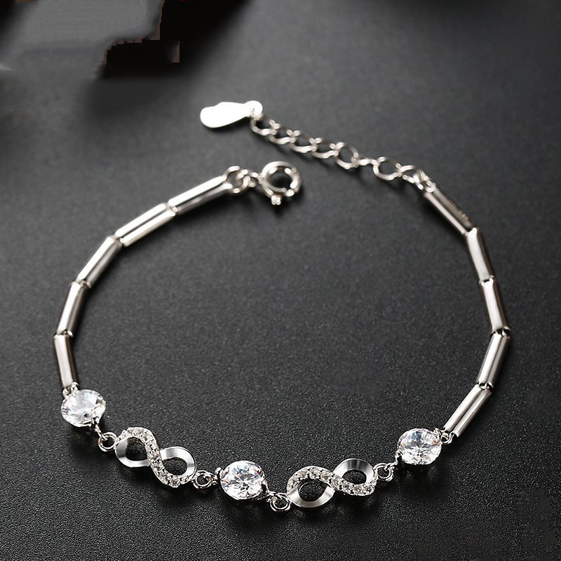 Cross-Border Japanese and Korean Simple Elegant Bracelet Three Generations of Love Bracelet Infinite Cycle 8-Shaped Diamond Bracelet Factory Direct Sale Cross-Border Japanese and Korean Simple Elegant Bracelet Three Generations of Love Bracelet Infinite Cycle 8-Shaped Diamond Bracelet Factory Direct Sale