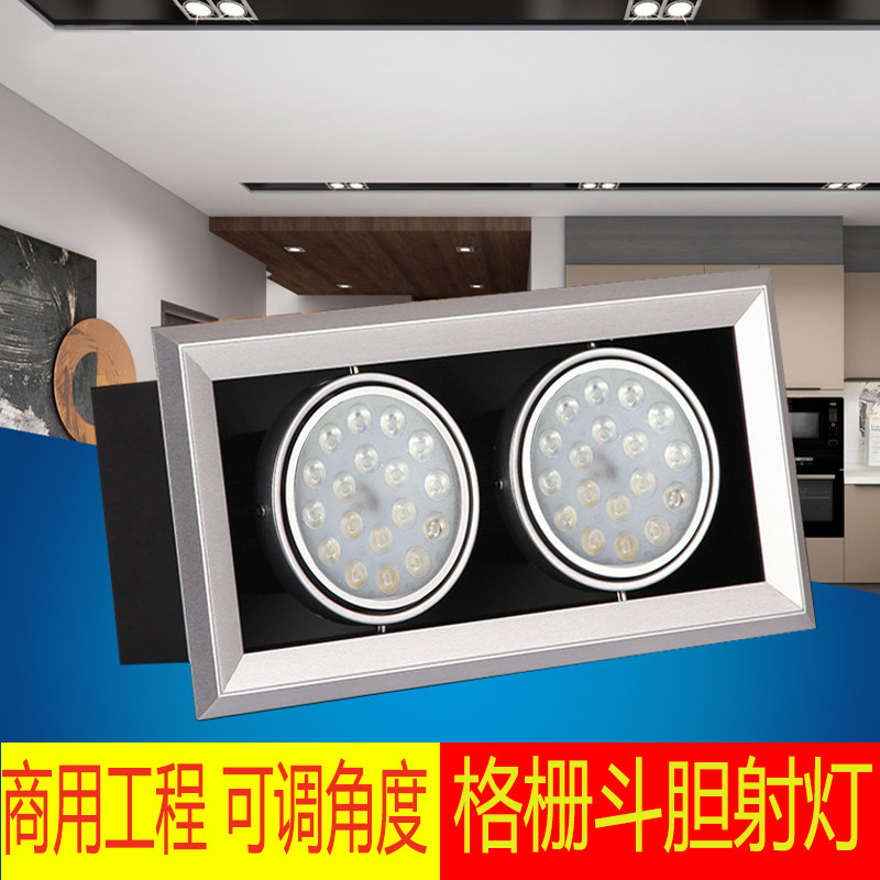 商用嵌入式斗胆灯天花灯双头格栅射灯工程大功率豆胆灯单头射灯|undefined
