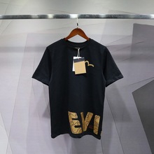 Evisu2024夏季福神男士短袖线条迷彩标志印花短袖T恤