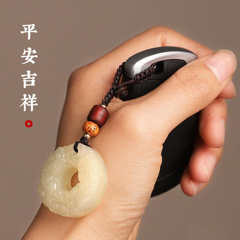 비취 핑 버클 픽시우 키 체인 행운의 운송업자 자동차 펜던트 남성과 여성을위한 고급 절묘한 휴대 전화 펜던트