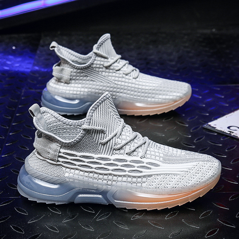 2021 new transparent bottom coconut shoes color jelly men's shoes breathable flying weave men's tide shoes trend sports shoes