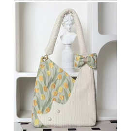 郁金香猫咪可爱腋下包托特包女2024新款小众设计清新大容量单肩包