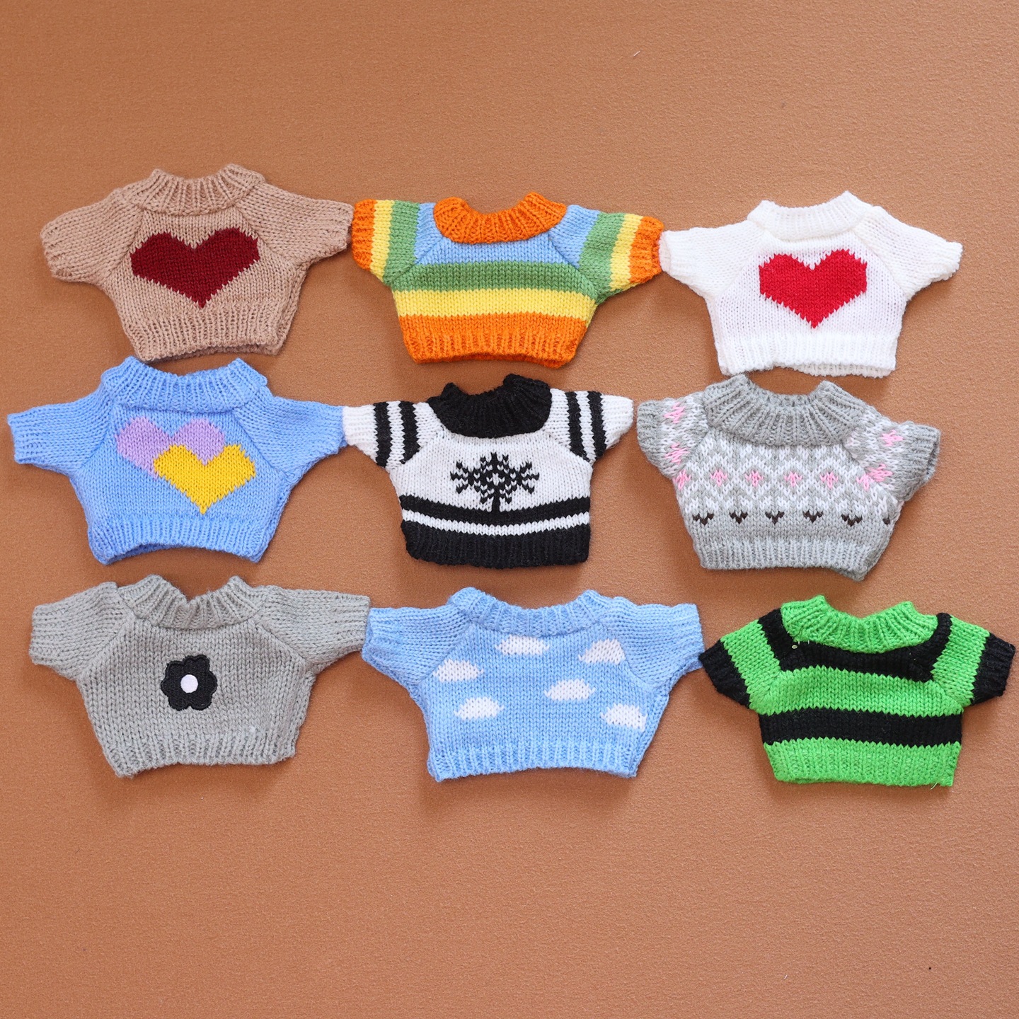 20cm Cotton Doll Clothes Boss Dog Plush Doll Sweater Knitted Outfit Doll Matching Dress-Up Doll Clothes