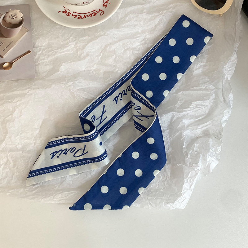 Pañuelo de seda de tira larga de lunares, sentido avanzado, nueva bufanda de muñeca, bolsa de atar, serpentina decorativa, todo fósforo, turbante multiusos, cinturón para el cabello
