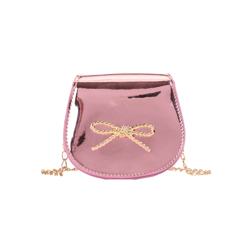 Nuevo bolso de cadena para niños lindo lazo bolso de mensajero para bebé simple color sólido láser brillante bolso de mensajero para niñas