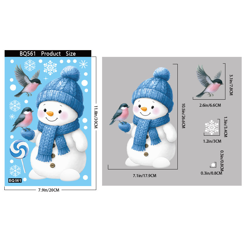 新しいクロスボーダークリスマス装飾クリエイティブベルギフトボックススノーフレーク静電ステッカーキャンディ雪だるまガラスステッカー|undefined