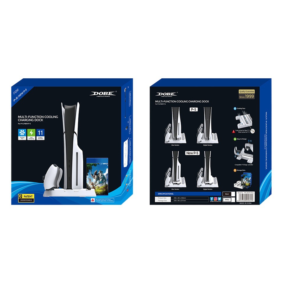 PS5 Slim multifunción de refrigeración base PS5 base de carga con rack de almacenamiento de disco PS5 mango cargador