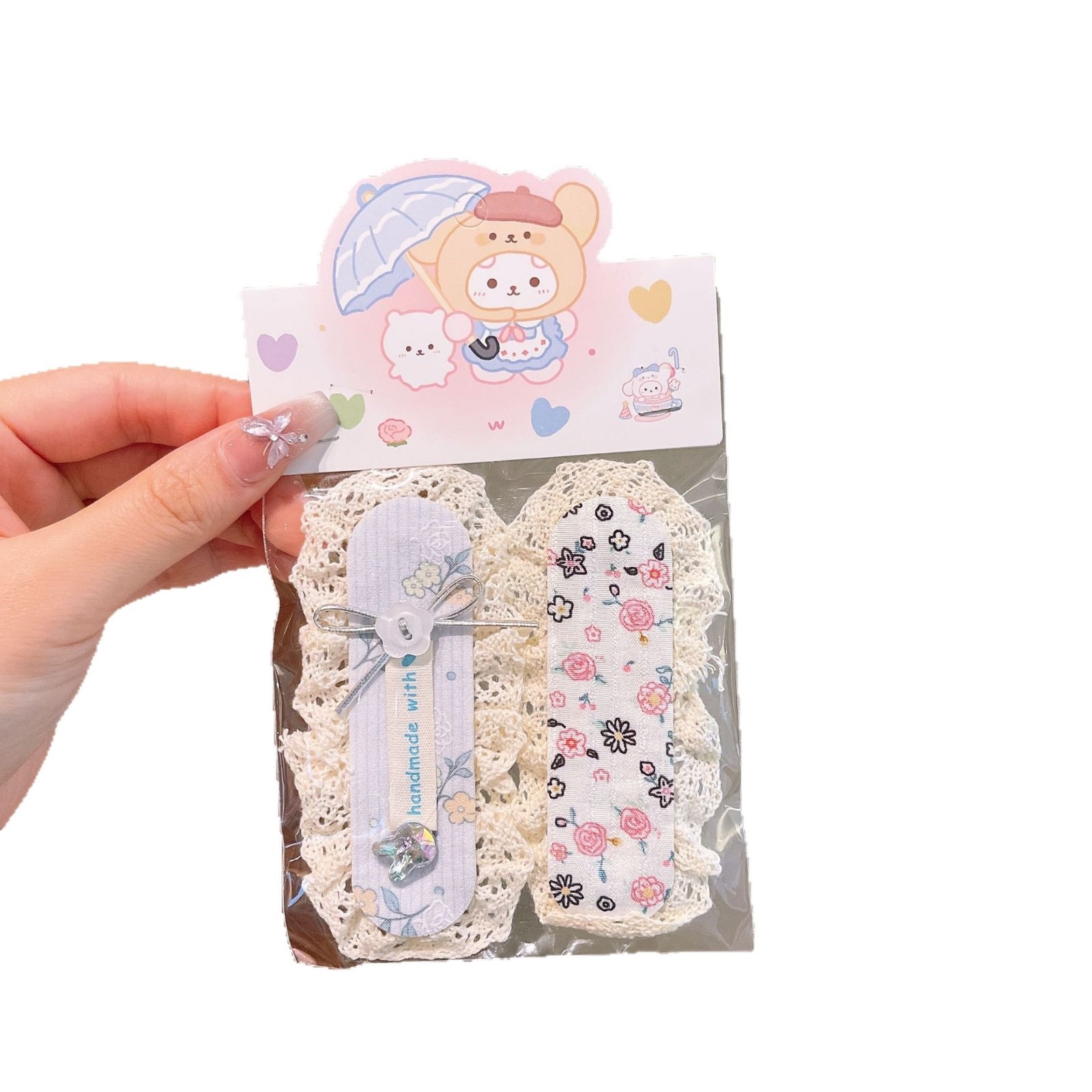 Tejido de encaje para niños velcro toque de cabello correa de cabello para bebés frange pegado piezas de cabello para niñas pegado banda de cabello