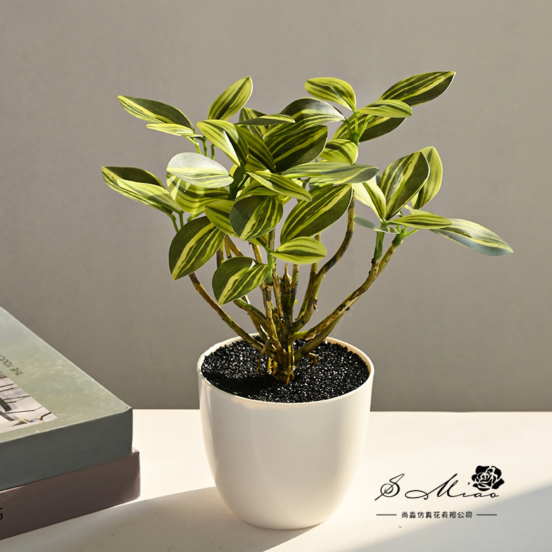 Simulación de flores falsas plantas verdes de alta calidad pequeñas plantas bonsai decoración creativa decoración de la sala de estar del hogar simulación de maceta