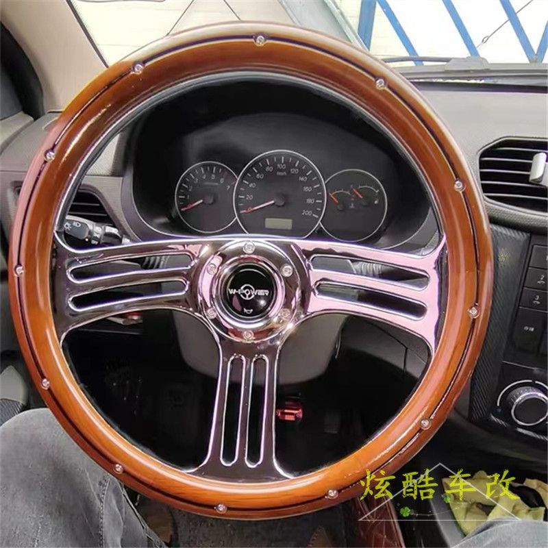 Car modification mahogany Big Dipper Longdi retro racing car Jetta Poussin brigade Santana 14 inch 15 inch steering wheel