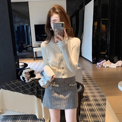 鱼兔子的兔子小香风重工毛衣外套女春秋新款打底内搭上衣针织开衫