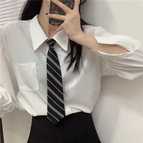 Black Tie JK/DK College Style Shirt Accessory Japanese School Uniform Striped Red Lazy No Tying School Provided Tie
