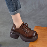 以一 Высокая обувь на платформе для кожаной обуви в английском стиле, подходит для подростков, в британском стиле