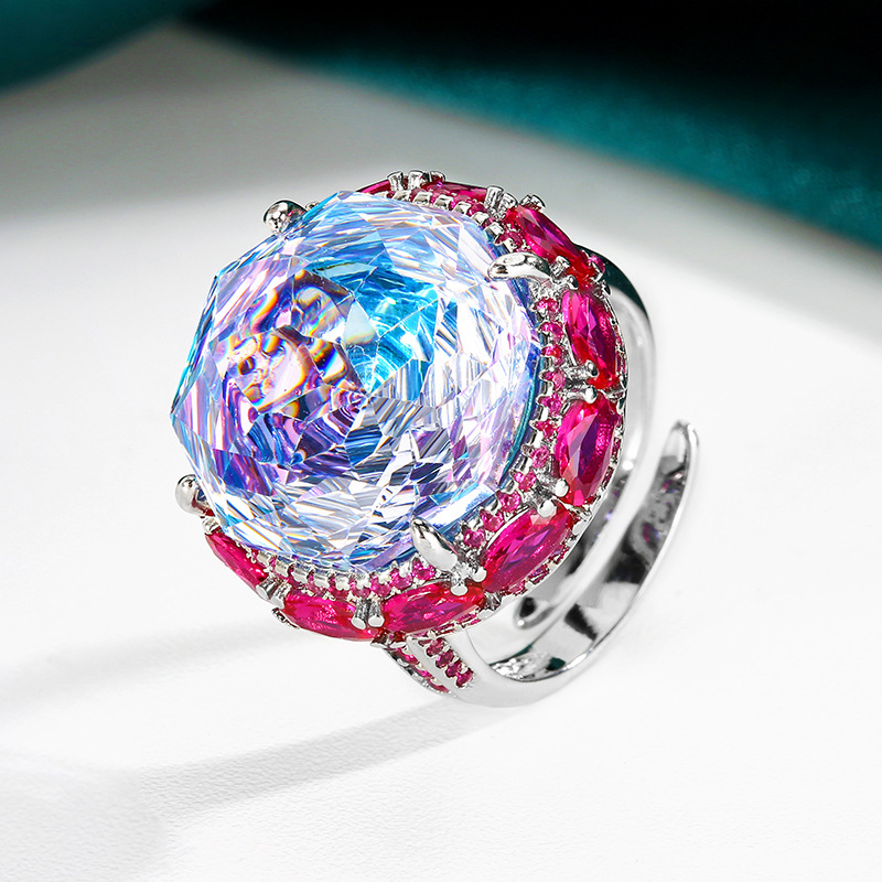 Venta caliente nuevo estilo Zhuangsheng joyería fondo de cobre chapado en oro rosa corte seco degradado ligero traje de lujo femenino piedra 18-16