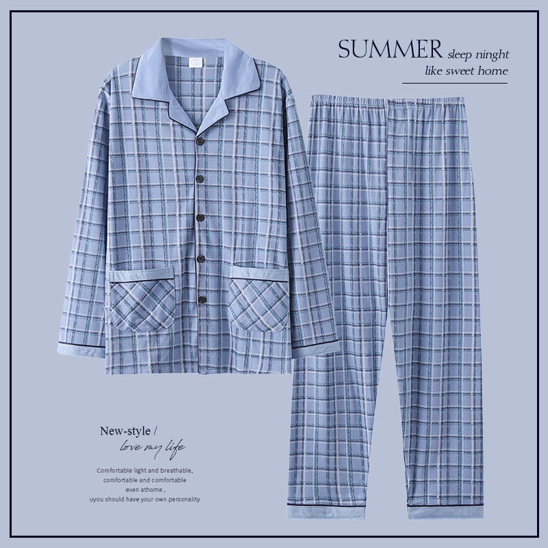 Pijamas de los hombres de primavera y otoño 100% algodón de manga larga más el tamaño de los hombres de desgaste en el hogar de algodón fino