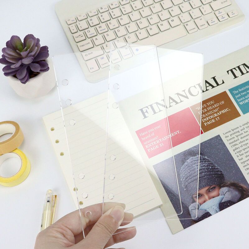 A6 Acrylic Loose-Leaf Notebook Cover, 6-Hole Transparent Planner Shell, Multiple Colors Available, Detachable Hard Cover