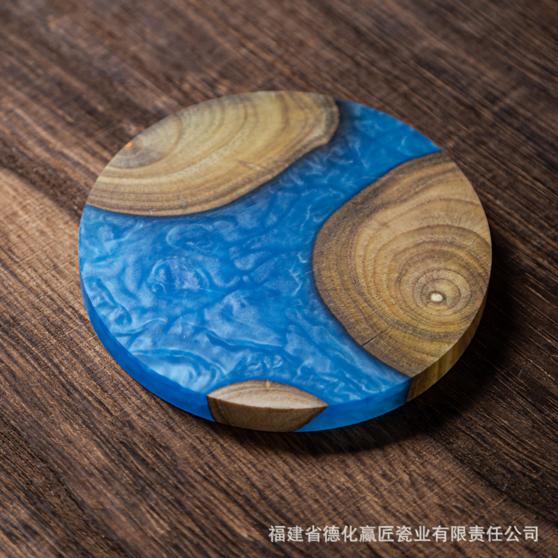 Posavasos de mármol transfronterizo posavasos de madera creativa boj anti-escaldado café bar mantel tapete té con aislamiento térmico posavasos redondos