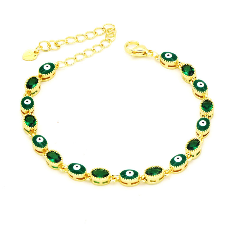 Fashion Devilu0027S Eye Copper Inlay Zircon Bracelets 1 Piece