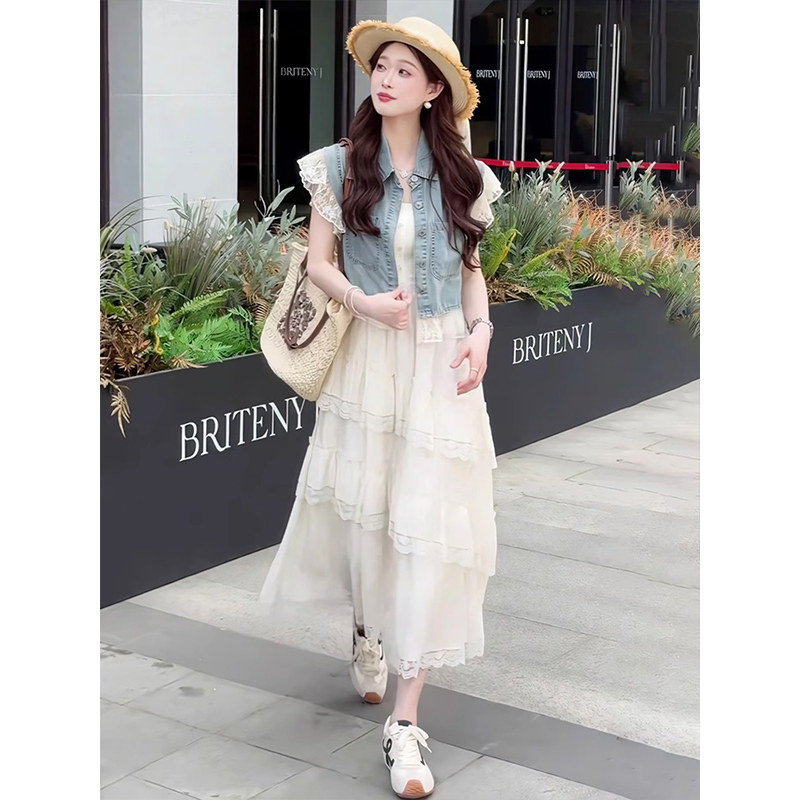 2026 New Summer Outfit Set with a Stylish Design, Featuring a Vest Top Paired with a Slip Dress Two-Piece Set 2026 New Summer Outfit Set with a Stylish Design, Featuring a Vest Top Paired with a Slip Dress Two-Piece Set
