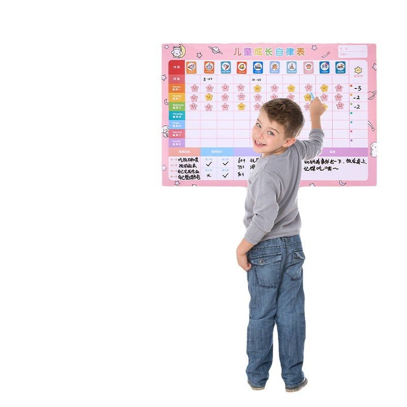 Deli 50125 niños autodisciplina tabla de la pared pegatina recompensa mesa reloj de casa-en plan de tiempo de gestión image 5