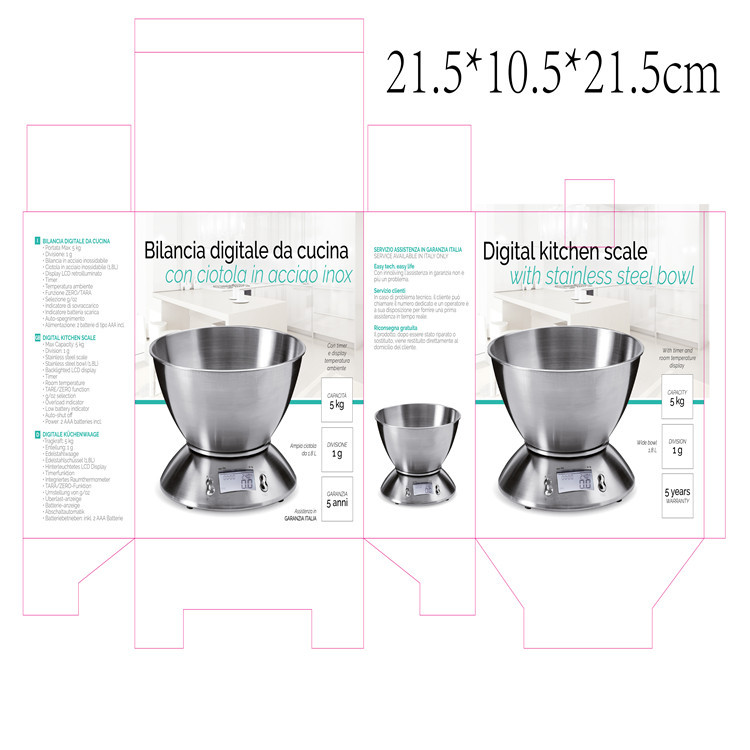 2021 nueva escala de cocina transfronteriza 201 escala electrónica de acero inoxidable 5kg / 1g escala de panadería