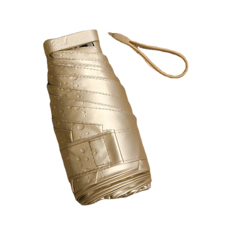 Seis veces mini paraguas de Sol de pegamento de oro nuevo creativo súper plano pequeño paraguas de oro pegamento de oro paraguas de protección solar paraguas de bolsillo